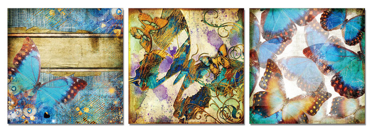 Modern Design - Colorful Butterflies Mounted Art Print