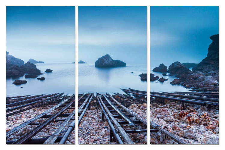 Blue beach Mounted Art Print