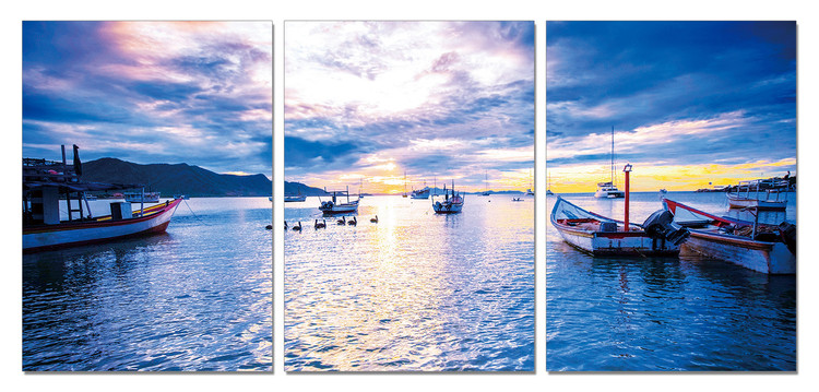 Blue sky over the lake Mounted Art Print