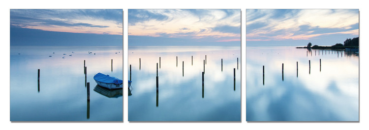 Boat at dusk Mounted Art Print
