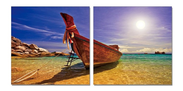 Boat at the beach Mounted Art Print