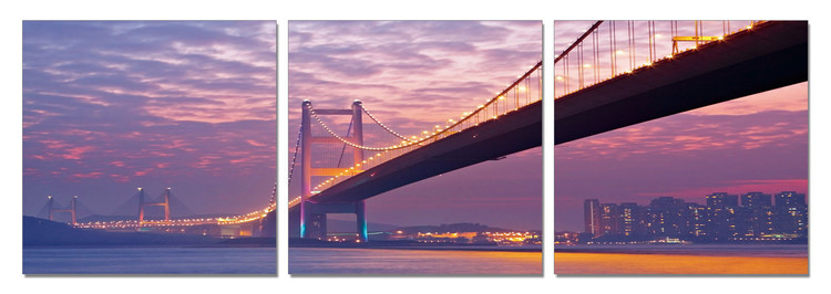 Bridge at sunset Mounted Art Print