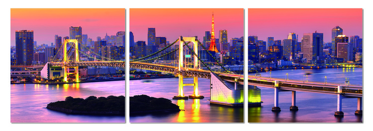 Bridge near metropolis Mounted Art Print