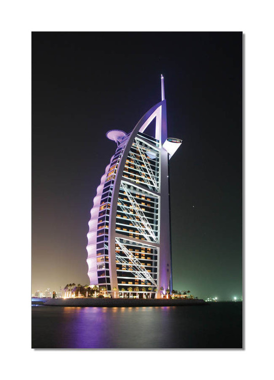 Burj Al Arab at night Mounted Art Print