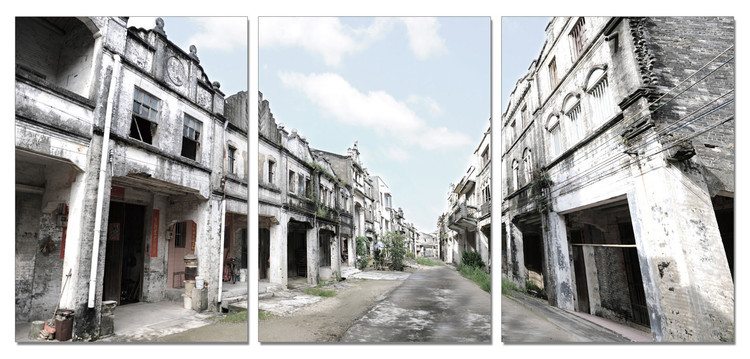 City streets Mounted Art Print