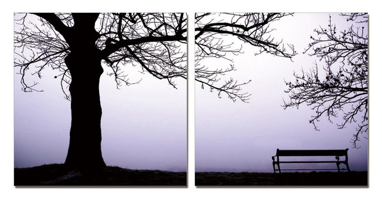 Drizzly morning in the park Mounted Art Print