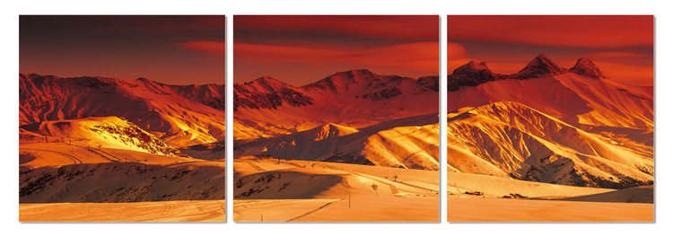 Golden glow over the mountains Mounted Art Print