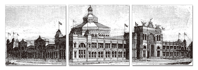 Gray memorial building Mounted Art Print