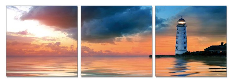 Lighthouse at sunset Mounted Art Print