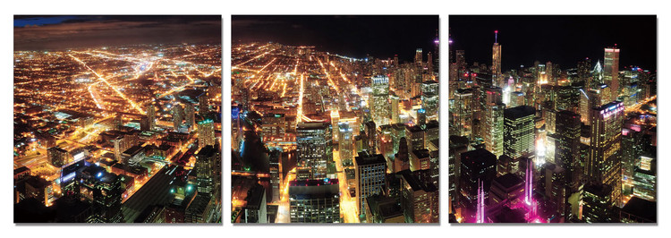 Lit metropolis night Mounted Art Print