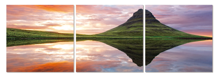 Mirroring the landscape on the lake Mounted Art Print