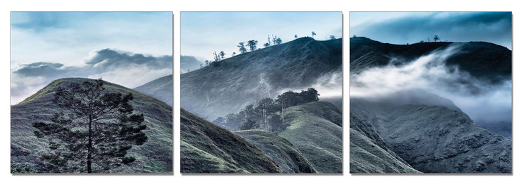 Morning misty mountains Mounted Art Print