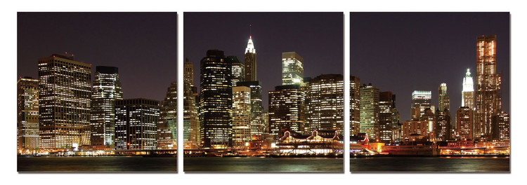 New York - Manhattan at Night Mounted Art Print