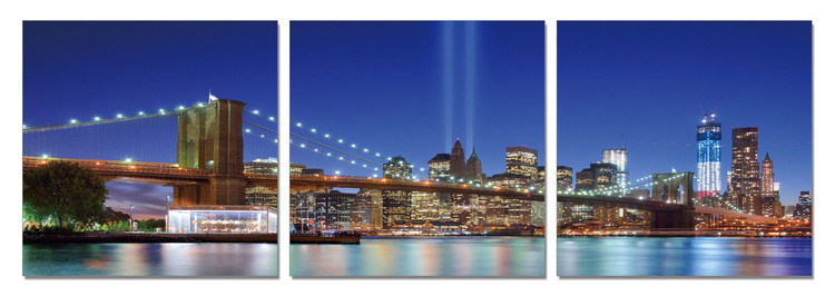 New York - Tribute in Light from the Distance Mounted Art Print
