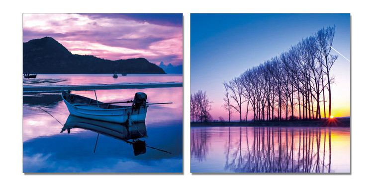 Night landscape with water Mounted Art Print