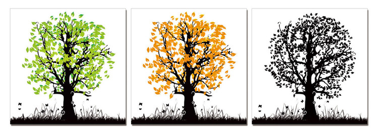 Painted Colorful Trees Mounted Art Print