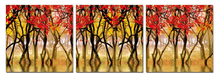 Red leaves Mounted Art Print