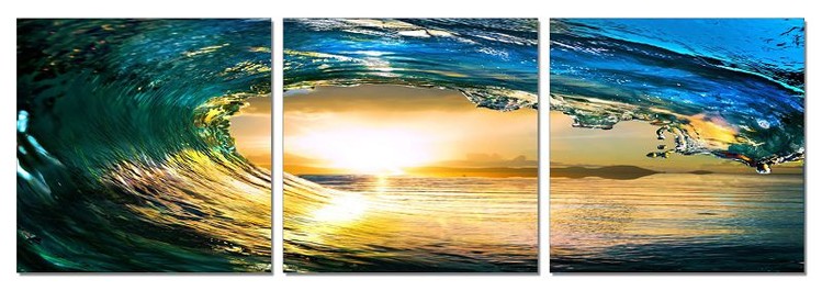 Rushing wave in the sun Mounted Art Print