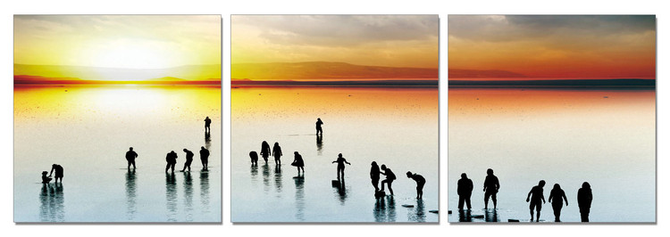 Silhouette at sunset Mounted Art Print