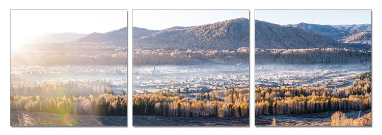 Sunrise over lake Mounted Art Print