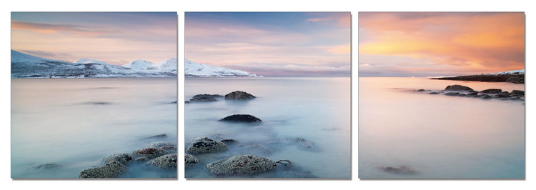 Sunrise over the coast Mounted Art Print