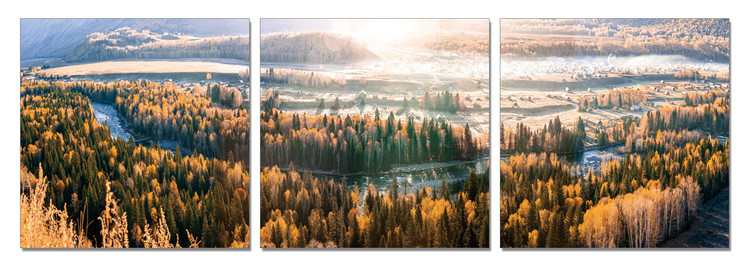Sunset over forests Mounted Art Print