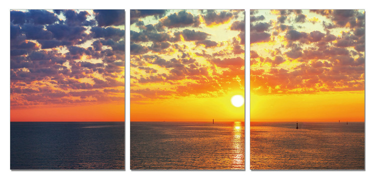 Sunset over the sea Mounted Art Print