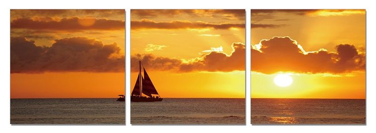 Sunset over the sea Mounted Art Print