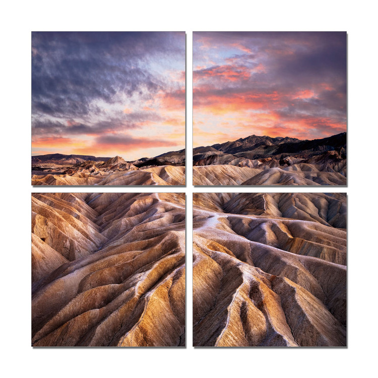 The mountainous landscape in the sunset Mounted Art Print