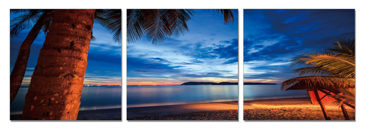 Twilight over palm trees Mounted Art Print