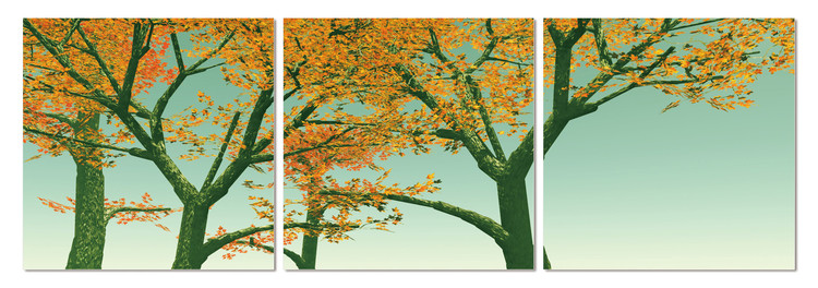 Yellow leaves on a tree Mounted Art Print
