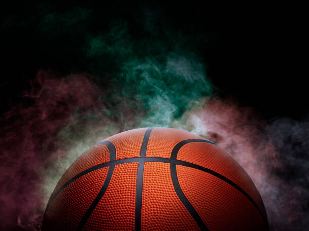Murais de parede basketball on the color smoke background