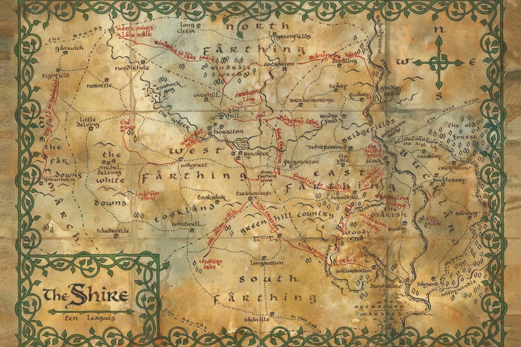Murais de parede Hobbit - The Shire map