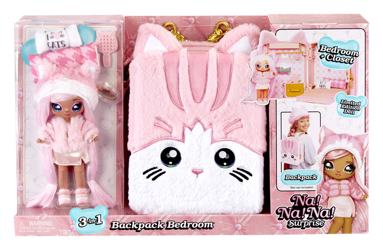 Toy Na! Na! Na! Surprise 3-in-1 Backpack Bedroom Series 3 Playset- Pink  Kitty, Posters, Gifts, Merchandise