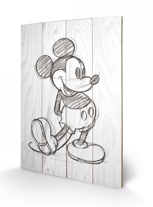 Pintura em madeira Mickey Mouse - Sketched - Single
