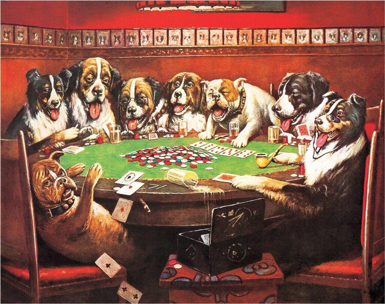 Placa metálica DRUKEN DOGS PLAYING CARDS