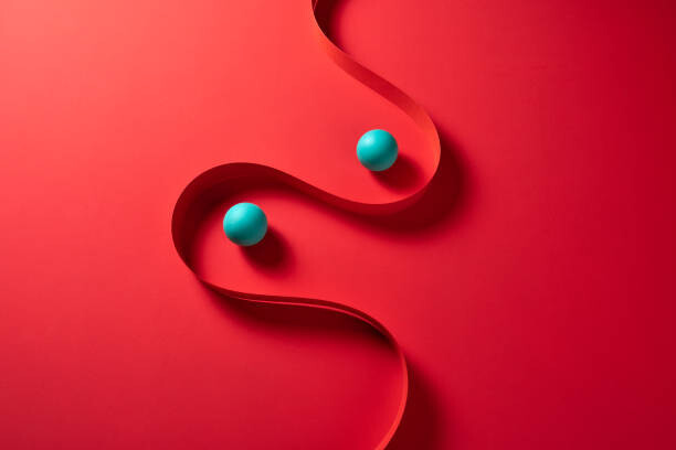 Plakat Curved Paper Stripe and Spheres