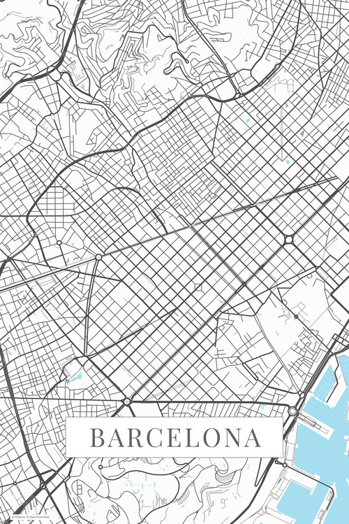 Poster Barcelona white