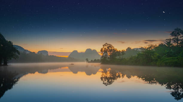 Poster Misty morning at Lake in Krabi