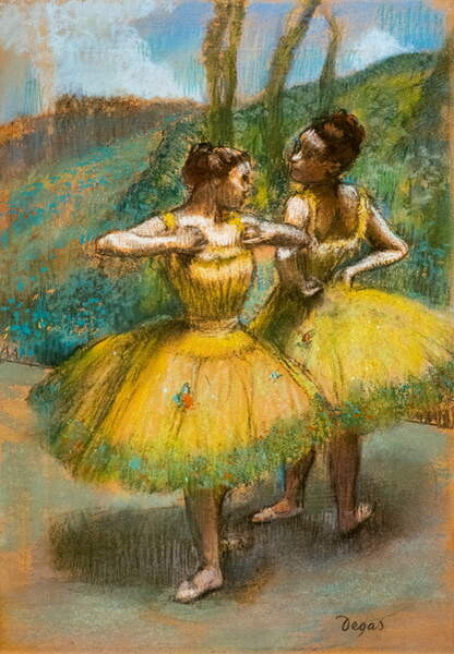 Poster Two dancers in yellow. Around 1896. Pastel and charcoal on two strips of paper.
