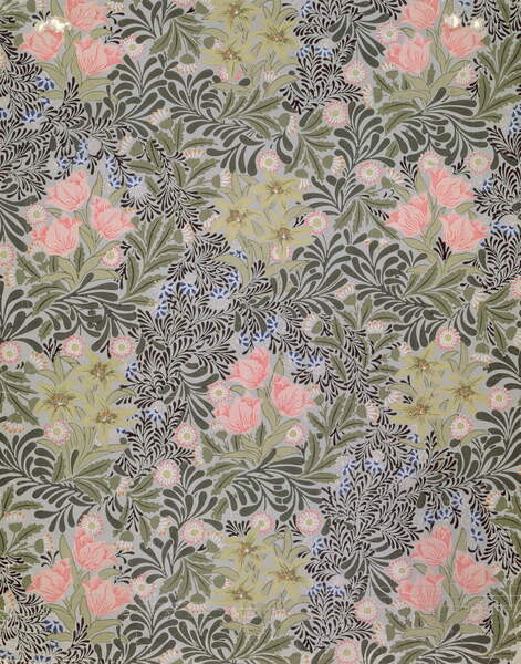 Poster Wallpaper design with Tulips, Daisies and Honeysuckle