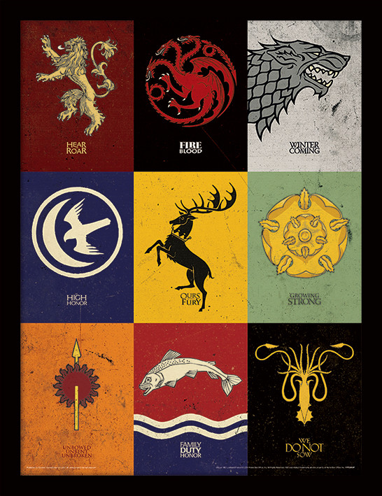 Game of Thrones - Sigils Framed poster | Buy at Europosters