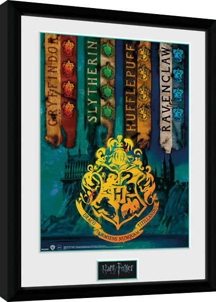 Framed poster Harry Potter - House Flags