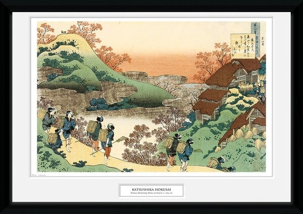 Framed poster Hokusai - Women Returning Home