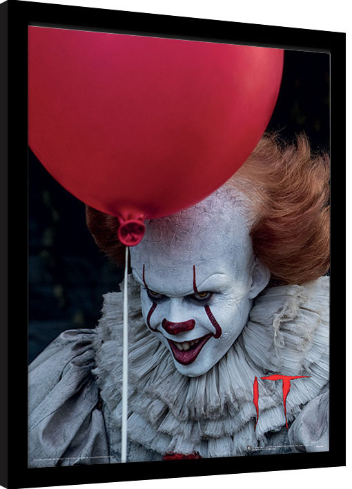 96.5 x 66 cms IT Pennywise Balloon Poster Magnetic Notice Board Black Framed Approx 38 x 26 inches 