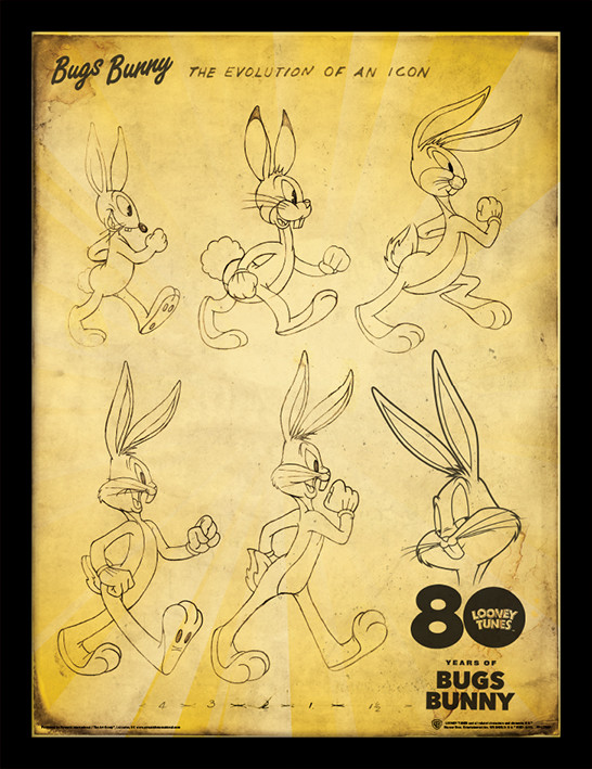 Framed poster Looney Tunes - Bugs Bunny The Evolution Of An Icon