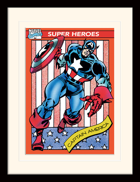 Framed poster Marvel Comics - Captain America Trading Card