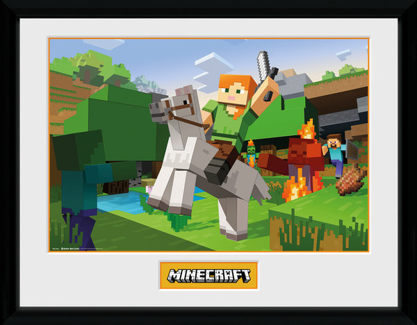 Framed poster Minecratf - Zombie Attack
