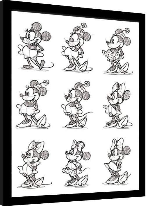 Affisch, poster med ram Minnie Mouse - Sketched - Single | Europosters
