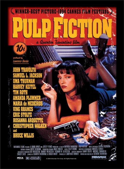 Pulp Fiction - Uma On Bed Framed poster